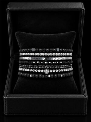 Set Bratari Barbati Black & Silver Affair CZ