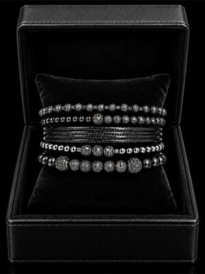 Set Bratari Barbati Black Lava CZ