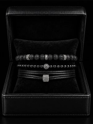 Set Bratari Barbati Lucky Trio Light Silver