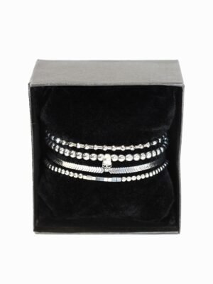 Set Bratari Barbati Silver Skull