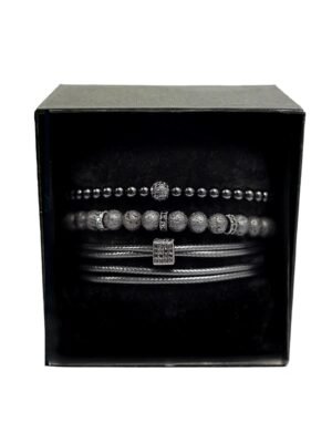 Set Bratari Barbati Lucky Trio Gun Metal