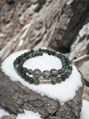 Set Bratari Barbati Argint Agate Verzi