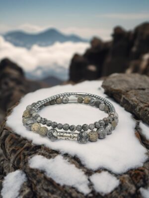 Set Bratari Barbati Argint Zebra Jasper